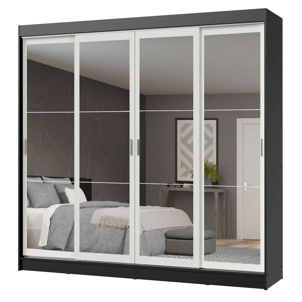 Ropero Placard Matrimonial Austin 4 Puertas Corredizas 215cm con 4 Espejos