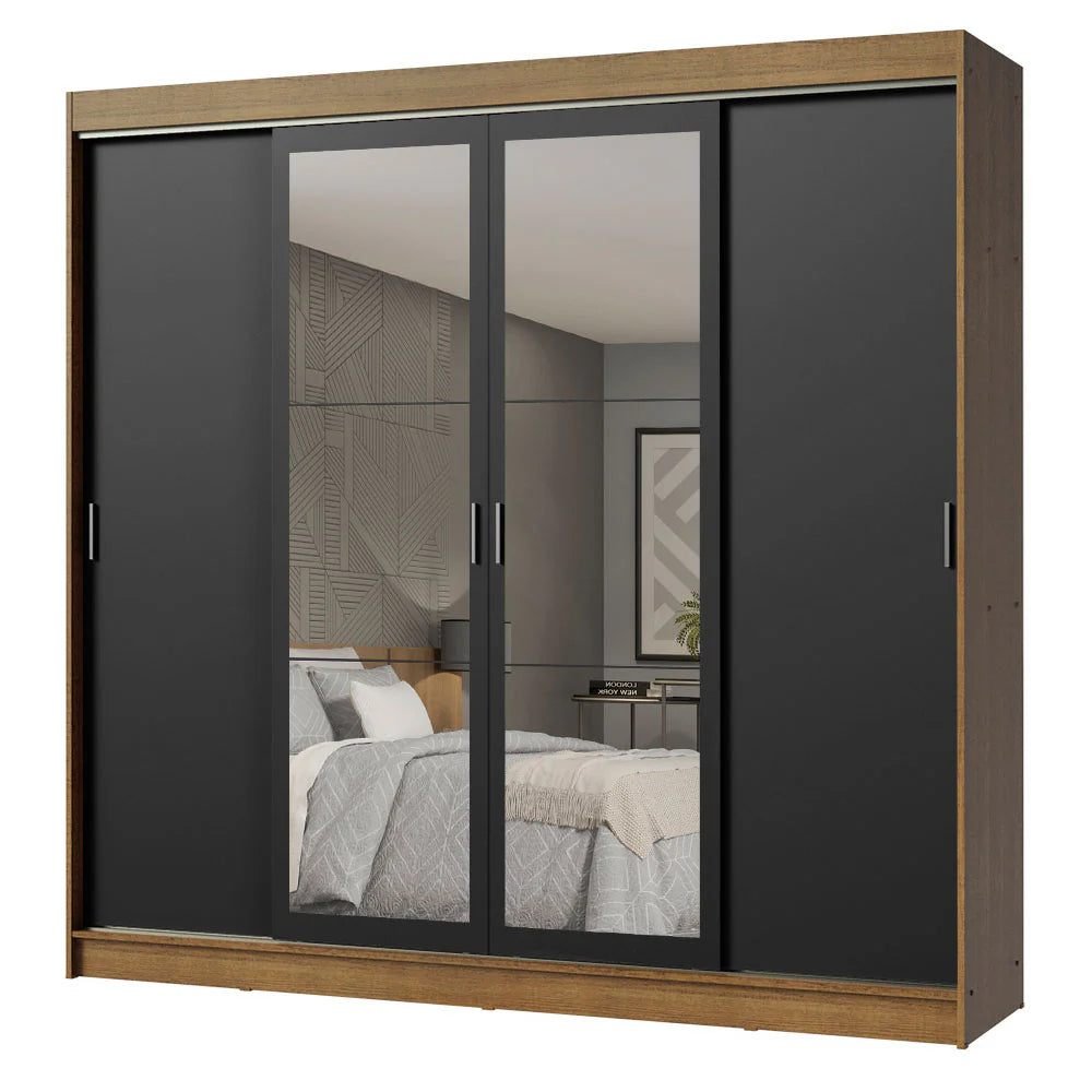 Ropero Placard Matrimonial Austin 4 Puertas Corredizas 215cm con 2 Espejos
