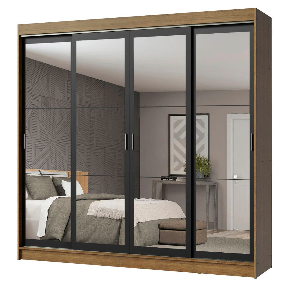Ropero Placard Matrimonial Austin 4 Puertas Corredizas 215cm con 4 Espejos