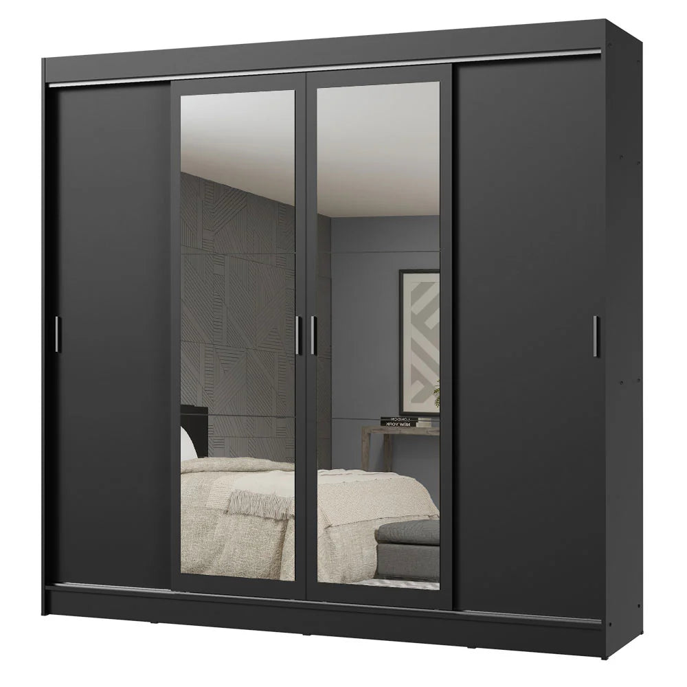 Ropero Placard Matrimonial Austin 4 Puertas Corredizas 215cm con 2 Espejos