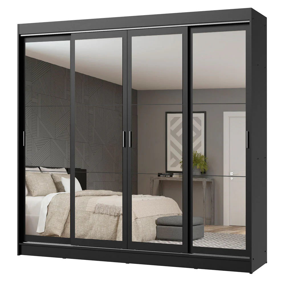 Ropero Placard Matrimonial Austin 4 Puertas Corredizas 215cm con 4 Espejos