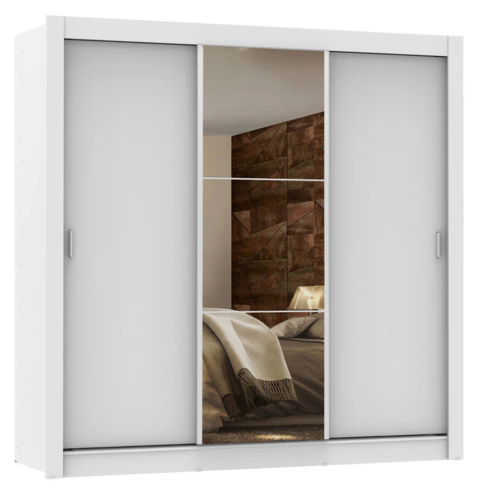 Ropero Placard Matrimonial Monaco 170CM con 1 Espejos 3 Puertas Corredizas