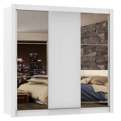 Ropero Placard Matrimonial Monaco 170CM con 2 Espejos 3 Puertas Corredizas