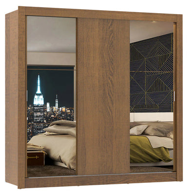 Ropero Placard Matrimonial Monaco 170CM con 2 Espejos 3 Puertas Corredizas