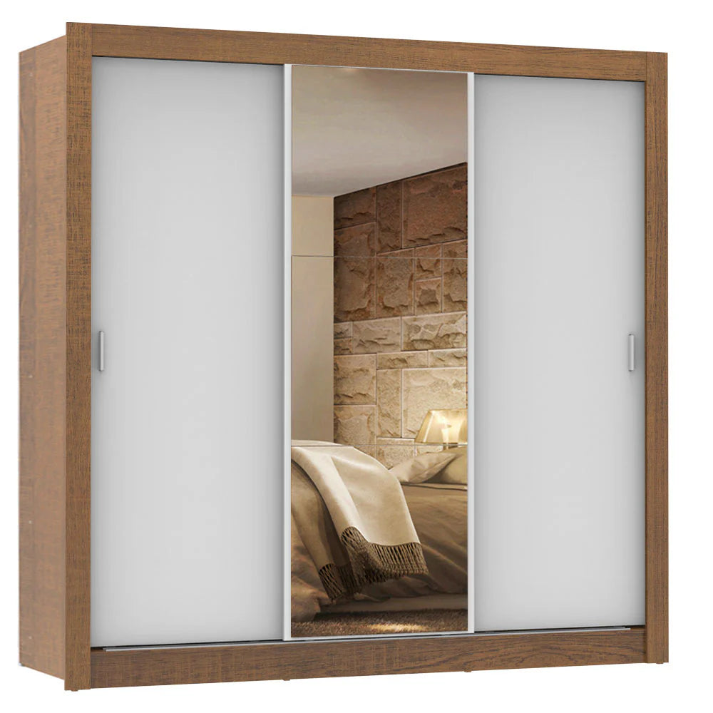 Ropero Placard Matrimonial Monaco 170CM con 1 Espejos 3 Puertas Corredizas