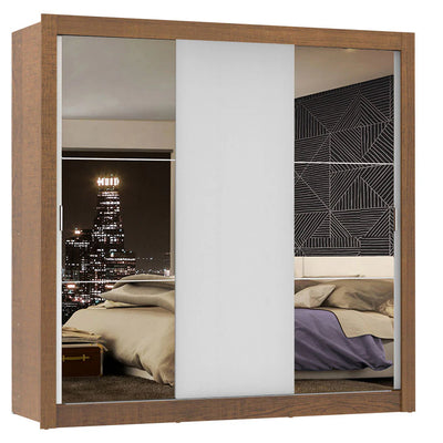 Ropero Placard Matrimonial Monaco 170CM con 2 Espejos 3 Puertas Corredizas