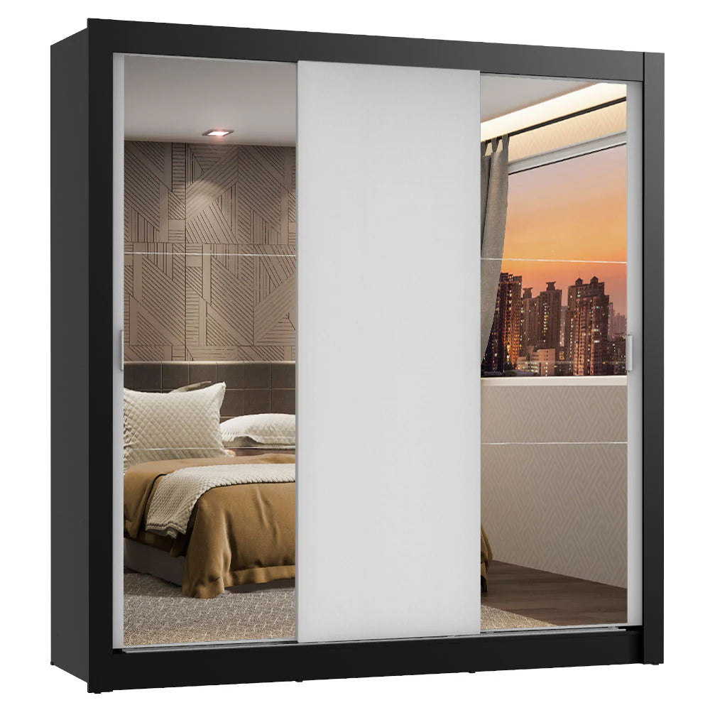 Ropero Placard Matrimonial Monaco 170CM con 2 Espejos 3 Puertas Corredizas