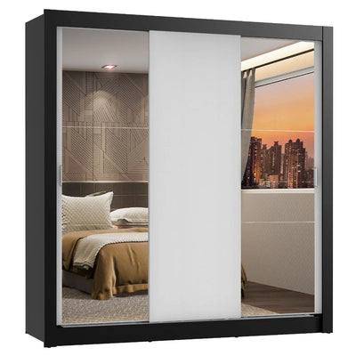 Ropero Placard Matrimonial Monaco 170CM con 2 Espejos 3 Puertas Corredizas