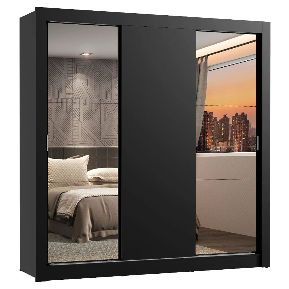 Ropero Placard Matrimonial Monaco 170CM con 2 Espejos 3 Puertas Corredizas