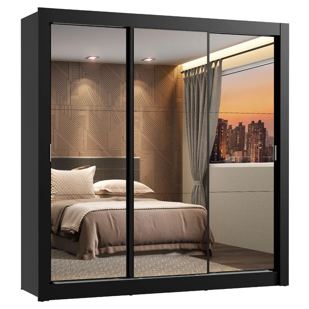 Ropero Placard Matrimonial Monaco 170CM con 3 Espejos 3 Puertas Corredizas