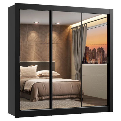 Ropero Placard Matrimonial Monaco 170CM con 3 Espejos 3 Puertas Corredizas