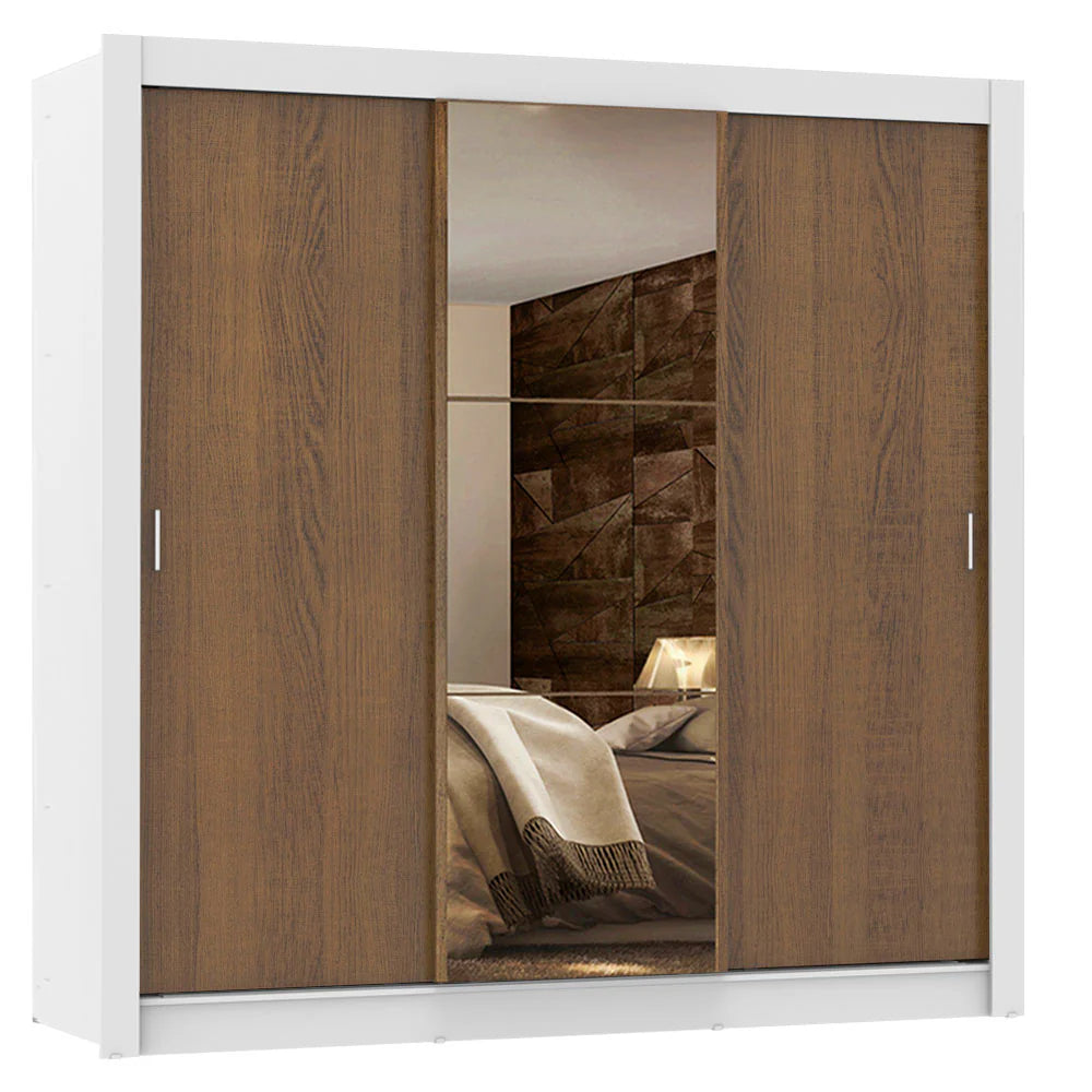Ropero Placard Matrimonial Monaco 170CM con 1 Espejos 3 Puertas Corredizas