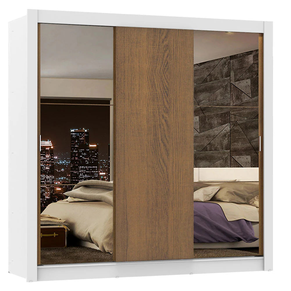 Ropero Placard Matrimonial Monaco 170CM con 2 Espejos 3 Puertas Corredizas
