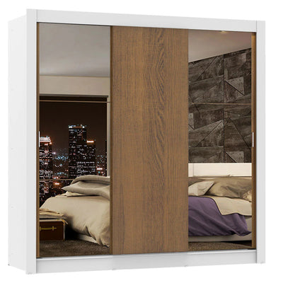 Ropero Placard Matrimonial Monaco 170CM con 2 Espejos 3 Puertas Corredizas