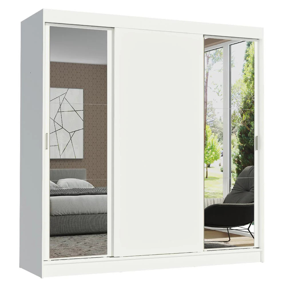 Ropero Placard Matrimonial Reno 180CM Pareja con 2 Espejos 3 Puertas Corredizas