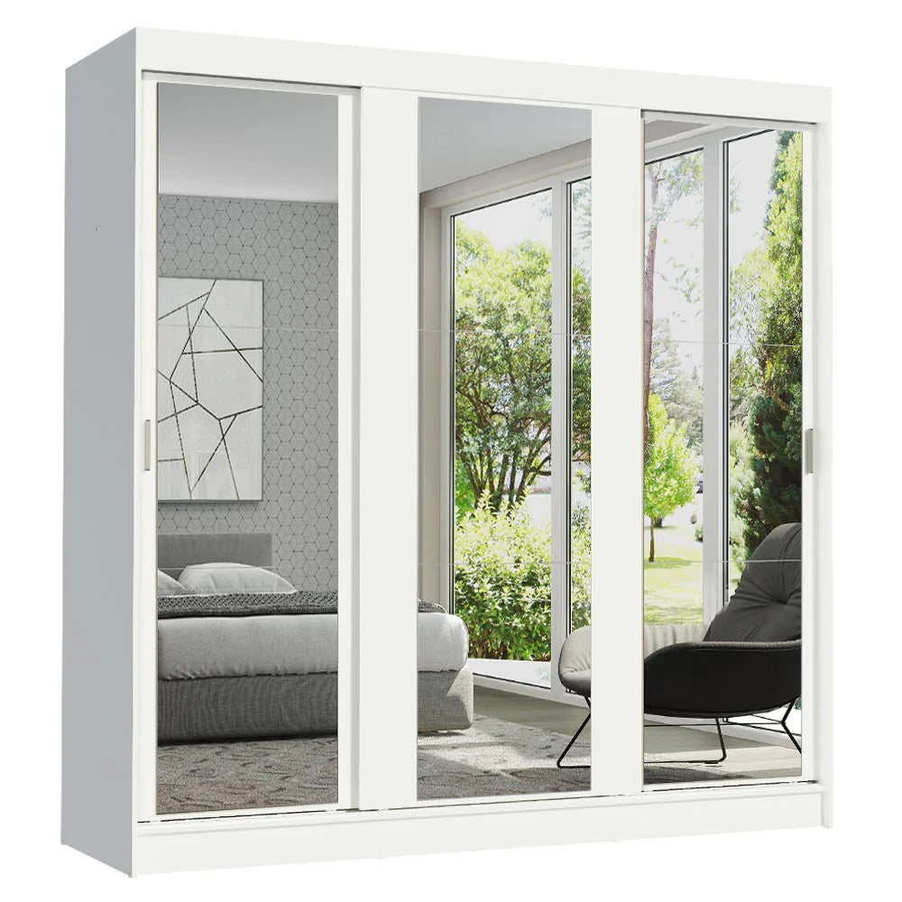 Ropero Placard Matrimonial Reno 180CM Pareja con 3 Espejos 3 Puertas Corredizas
