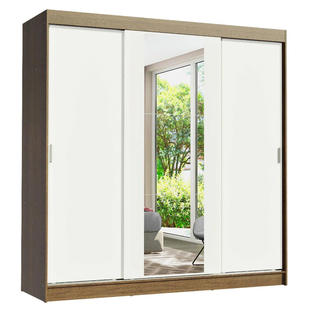 Ropero Placard Matrimonial Reno 180CM Pareja con 1 Espejo 3 Puertas Corredizas