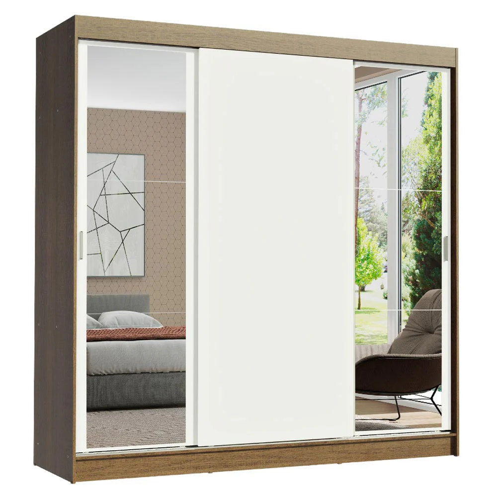 Ropero Placard Matrimonial Reno 180CM Pareja con 2 Espejos 3 Puertas Corredizas