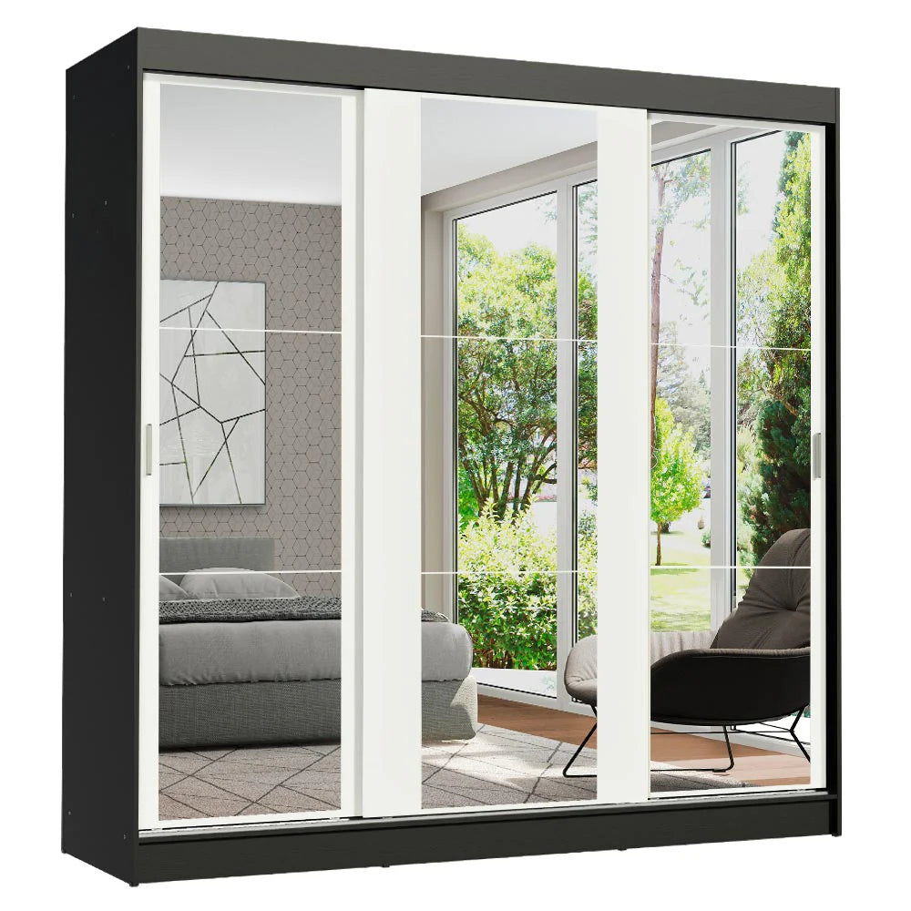 Ropero Placard Matrimonial Reno 180CM Pareja con 3 Espejos 3 Puertas Corredizas