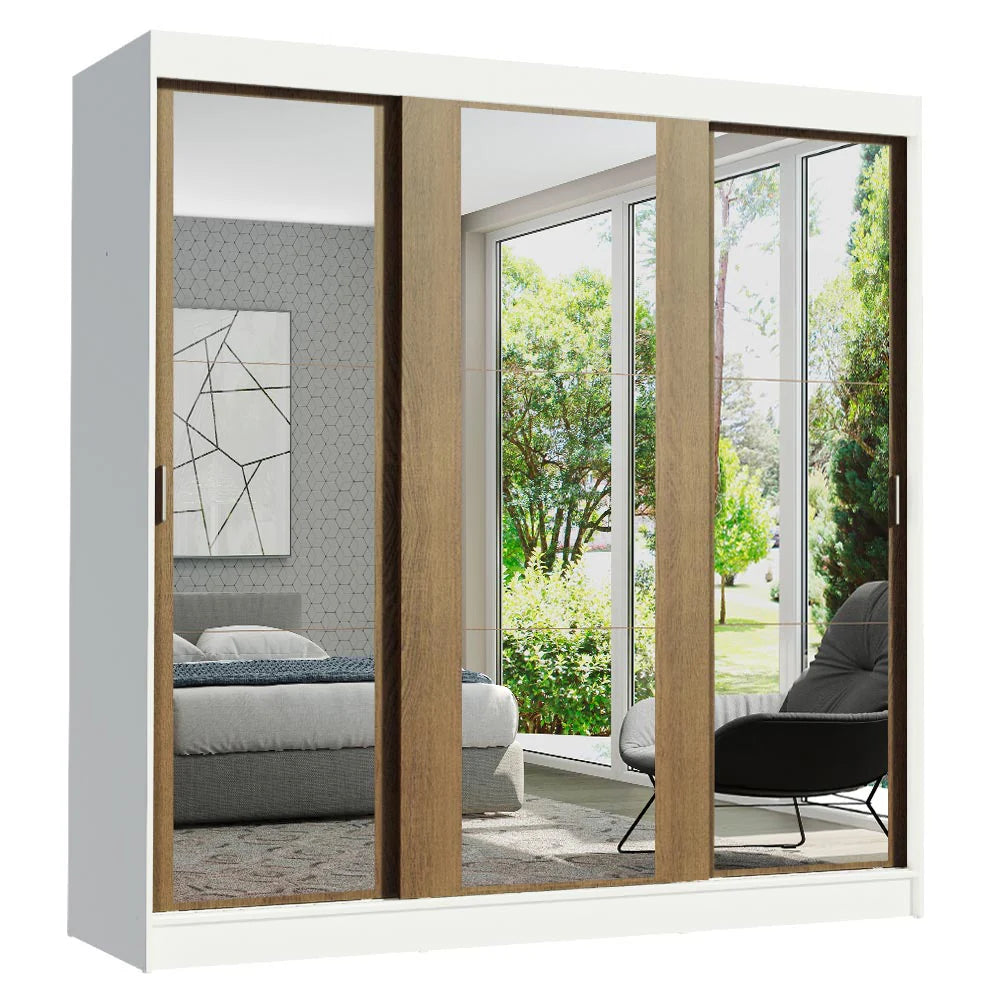 Ropero Placard Matrimonial Reno 180CM Pareja con 3 Espejos 3 Puertas Corredizas