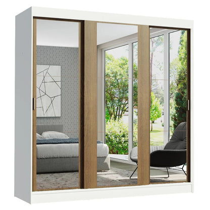 Ropero Placard Matrimonial Reno 180CM Pareja con 3 Espejos 3 Puertas Corredizas