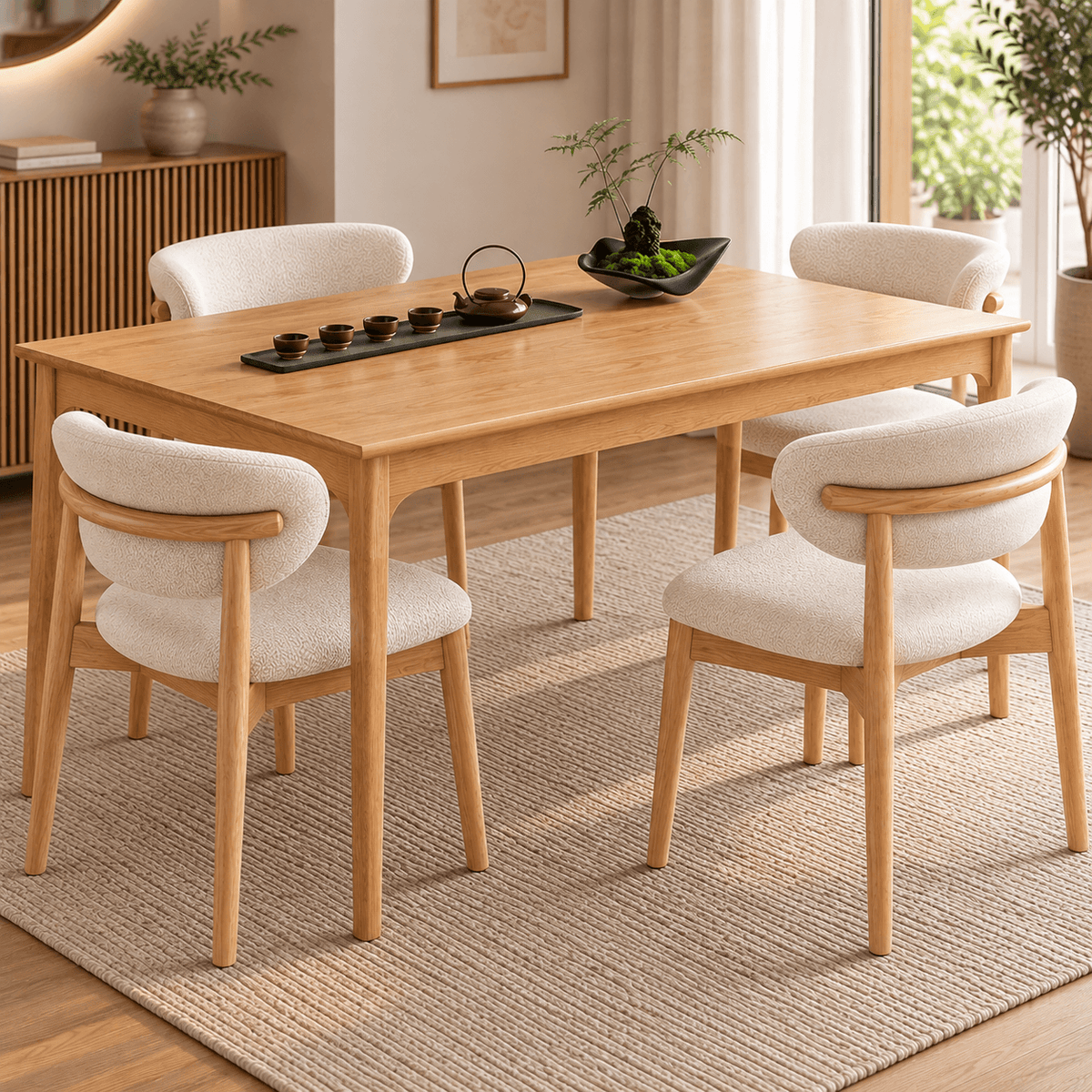 Juego de Comedor Arlo 1.20cm con 4 Sillas Mia en Lino