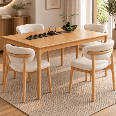 Juego de Comedor Arlo 1.20cm con 4 Sillas Mia en Lino
