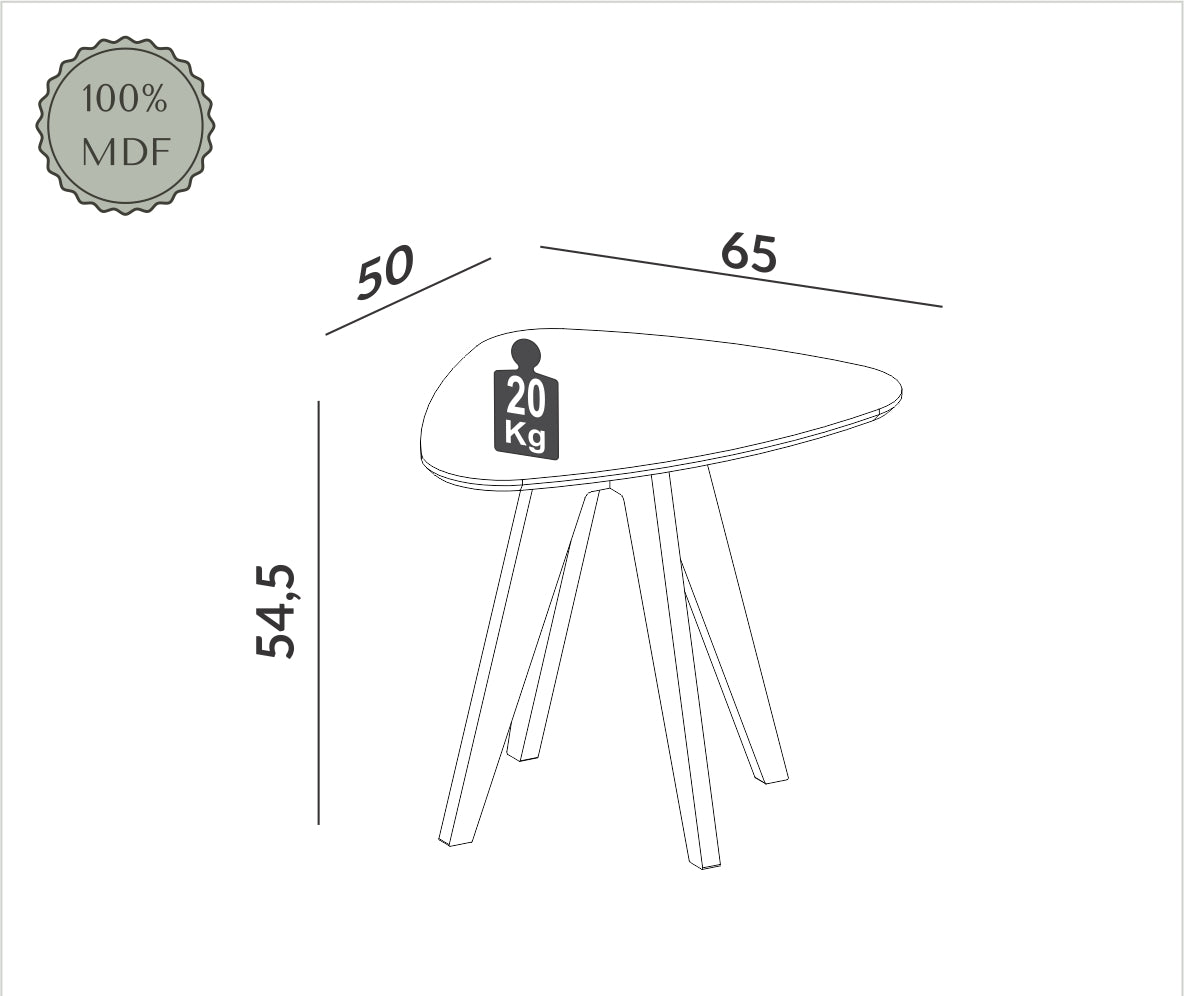 Mesa Esquinera Lateral Organic 65cm 100% MDF