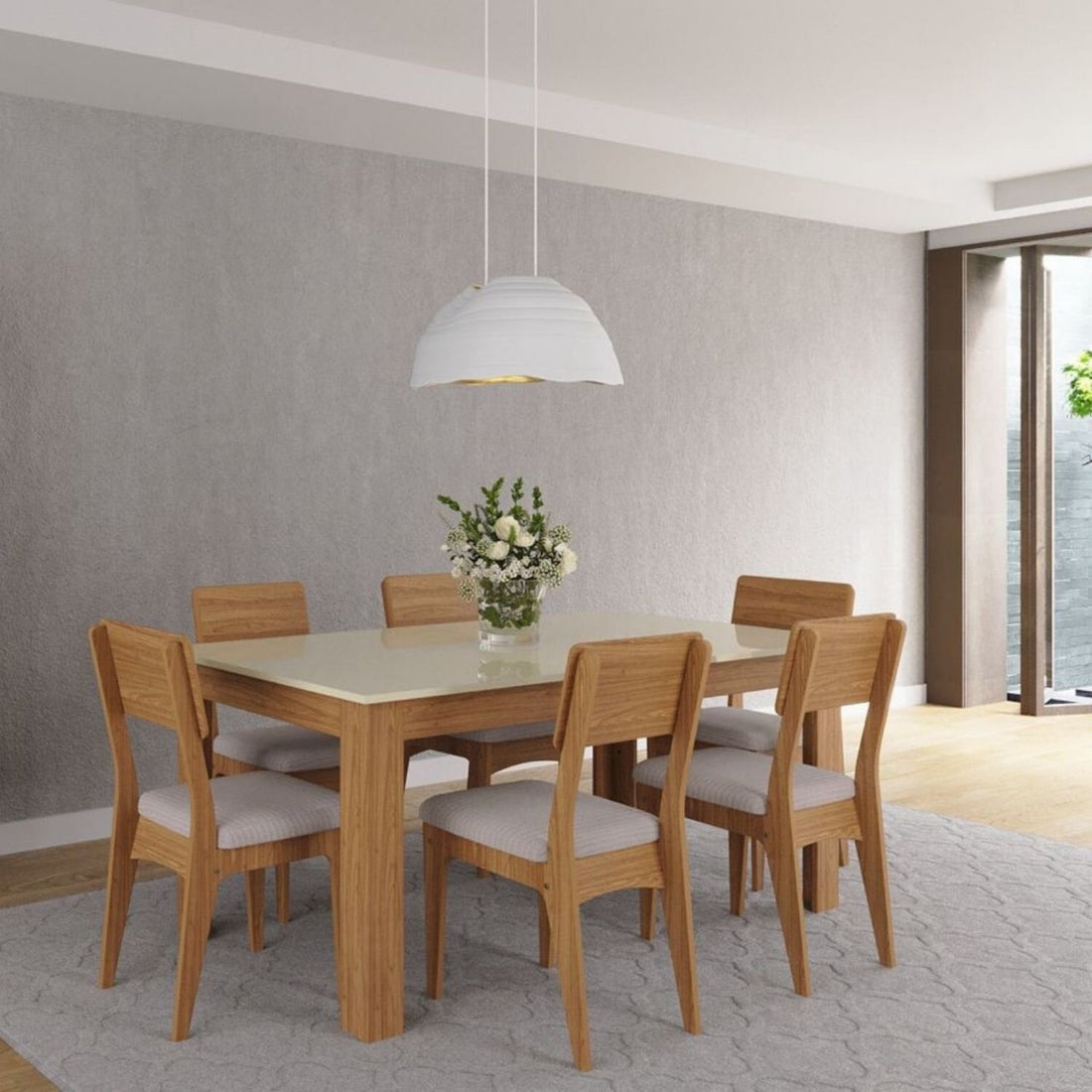 Juego de Comedor Londres 6 Sillas 160x90 Madera 100% MDF Lisboa