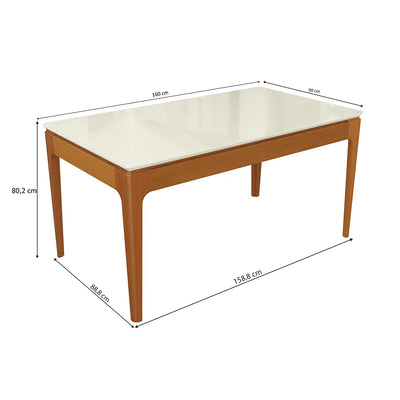 Mesa Mira Rectangular - Madera Maciza y Vidrio Sobrepuesto