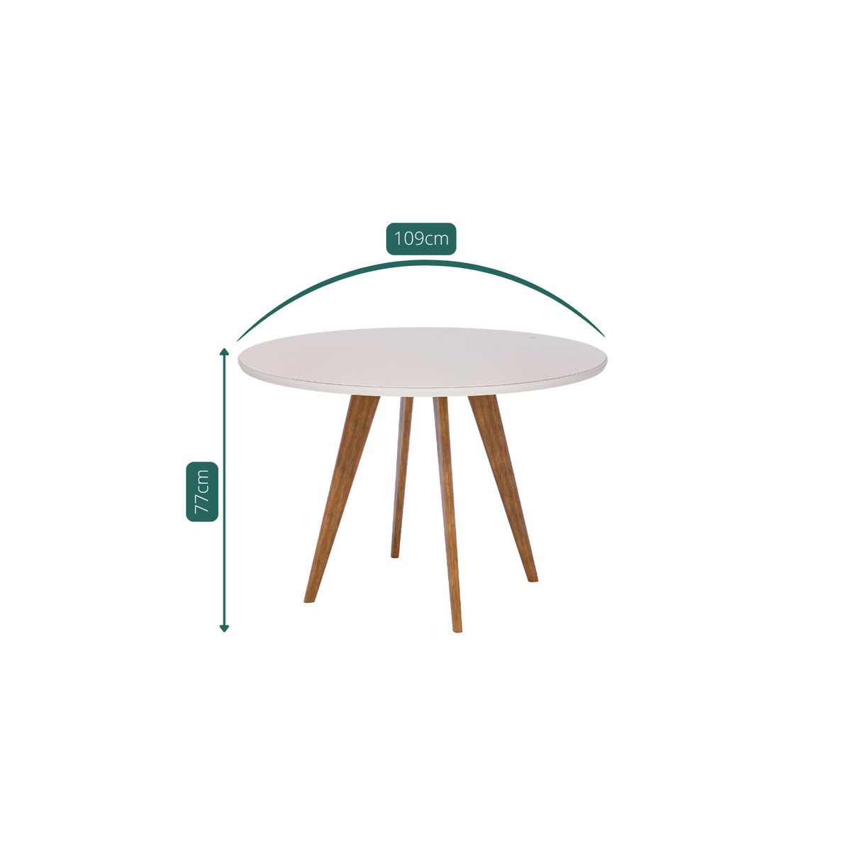 Juego de Comedor Amara Redonda 1.09cm con 4 Sillas Selene - Madera Maciza
