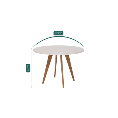Juego de Comedor Amara Redonda 1.09cm con 4 Sillas Selene - Madera Maciza