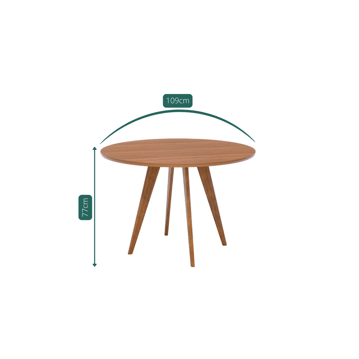 Juego de Comedor Amara Redonda 1.09cm con 4 Sillas Selene - Madera Maciza
