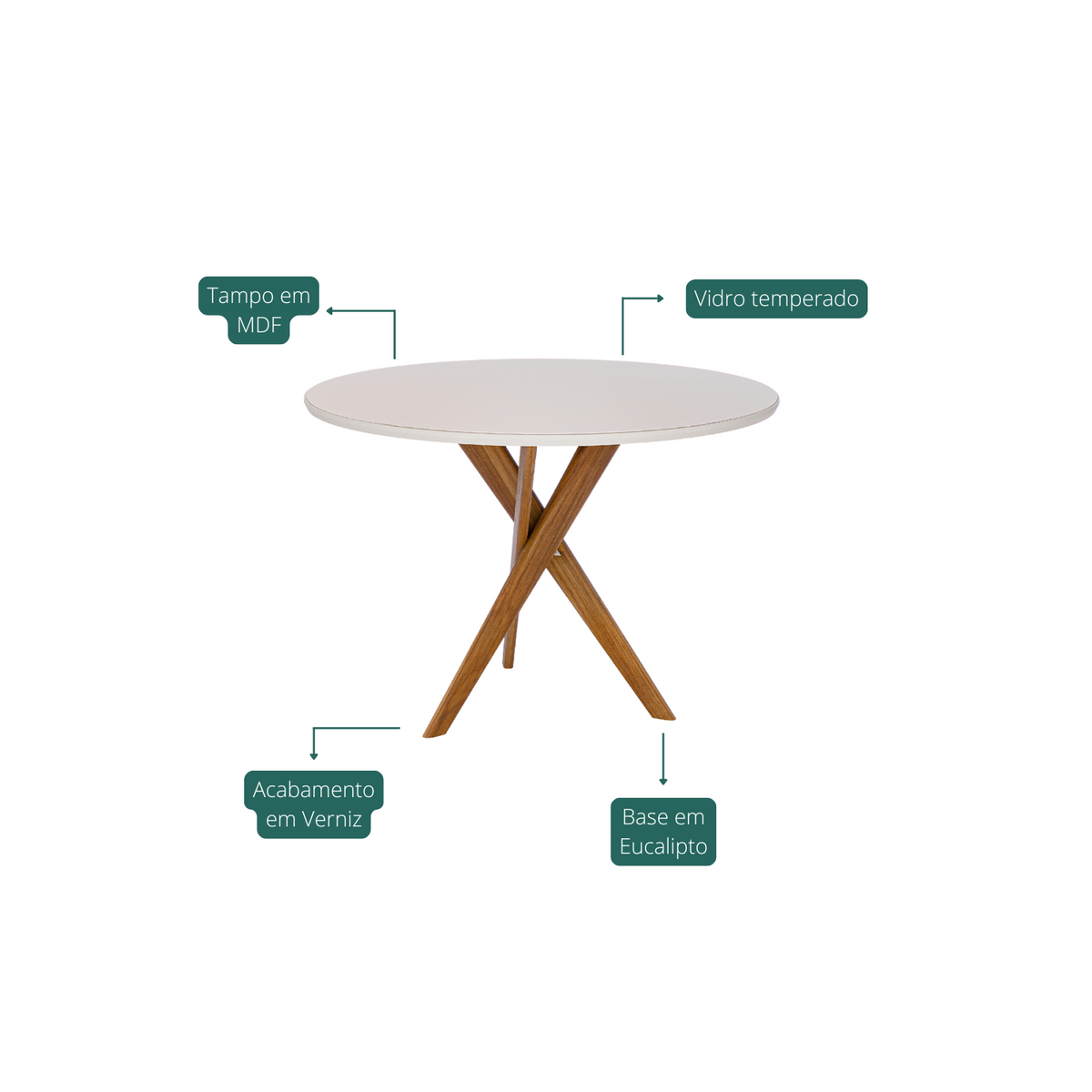 Juego de Comedor Catalina Redonda 1.09cm con 4 Sillas Selene - Madera Maciza