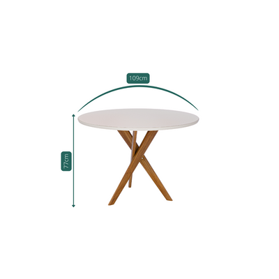 Juego de Comedor Catalina Redonda 1.09cm con 4 Sillas Selene - Madera Maciza