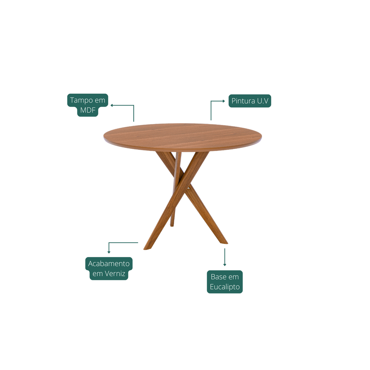 Juego de Comedor Catalina Redonda 1.09cm con 4 Sillas Selene - Madera Maciza