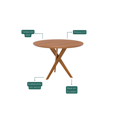 Juego de Comedor Catalina Redonda 1.09cm con 4 Sillas Selene - Madera Maciza