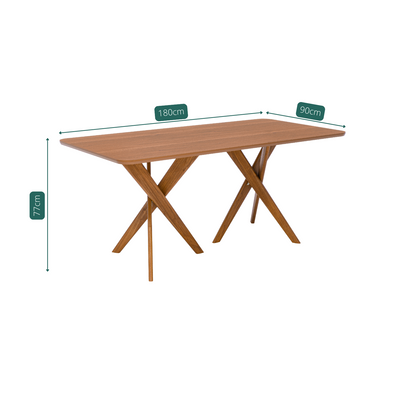 Juego de Comedor Catalina 1.80cm con 6 sillas Selene - Madera Maciza