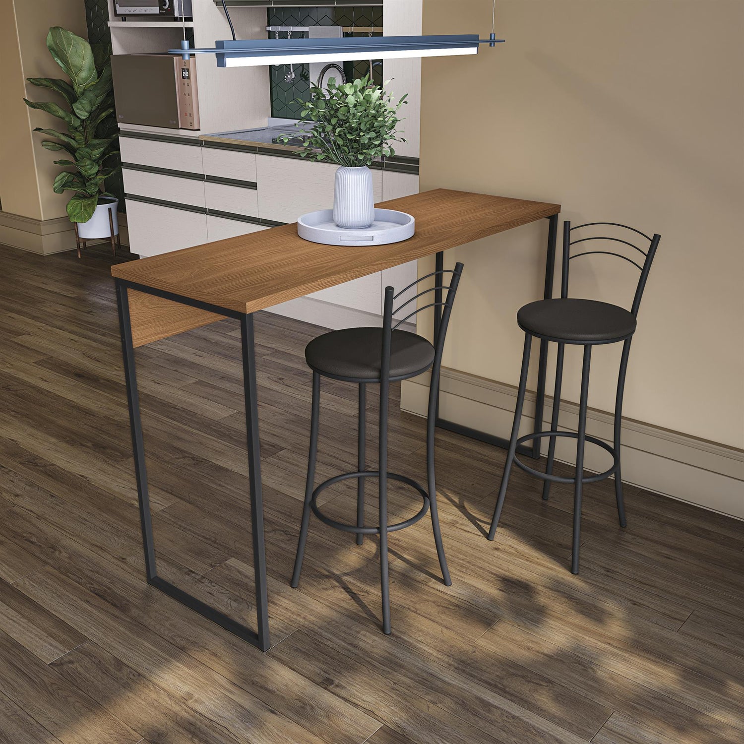 BARRA DESAYUNADOR ISLA 136CM LINEA INDUSTRIAL HIERRO