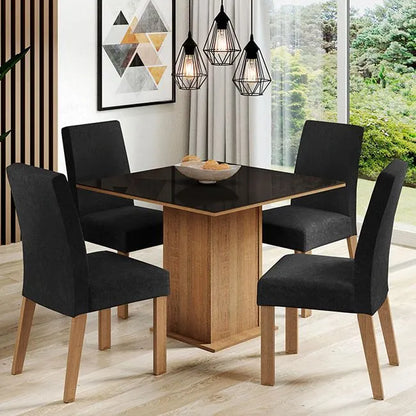 Juego de Comedor Mesa de Cristal con 4 Sillas Evelin - Balton