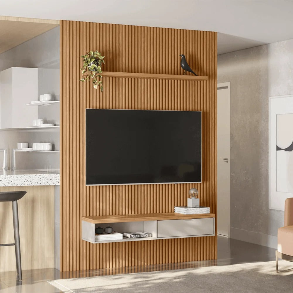 Panel para tv Ripado Murcia 180cm con Listones de Madera