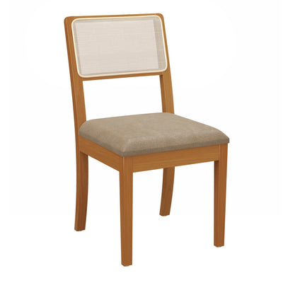 Juego de comedor Mesa Elma Redonda con Tapa de Vidrio Freijo/Bronce con 4 Sillas Lola