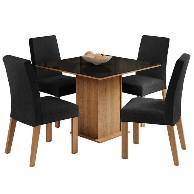Juego de Comedor Mesa de Cristal con 4 Sillas Evelin - Balton