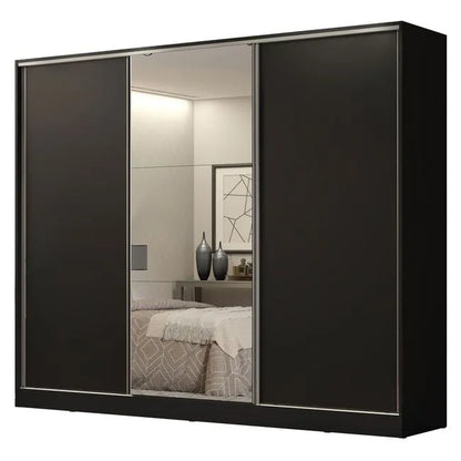 Ropero Placard Matrimonial 100% MDF Zurique con Espejo 231cm Puertas Corredizas