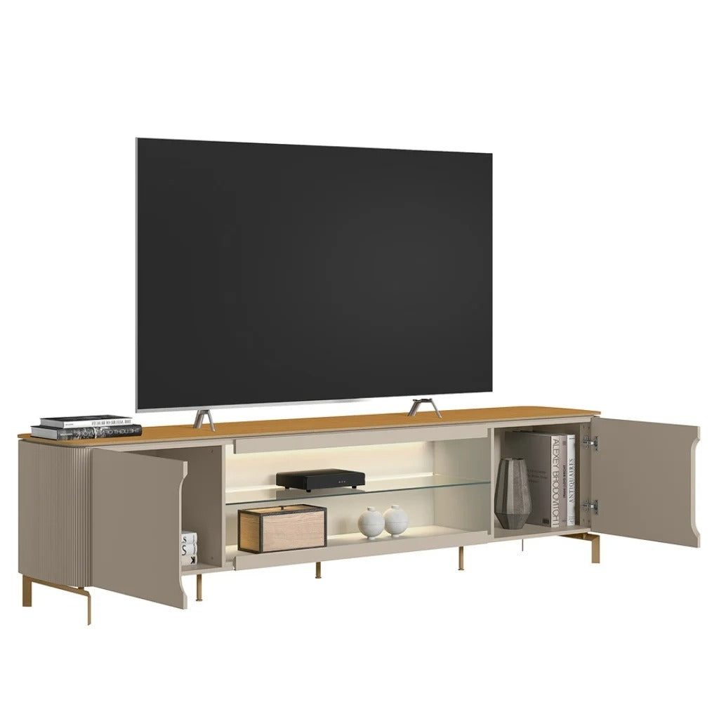Rack para tv Santorini 240cm curvo con Led - Patas en metal