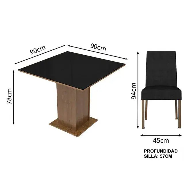 Juego de Comedor Mesa de Cristal con 4 Sillas Evelin - Balton
