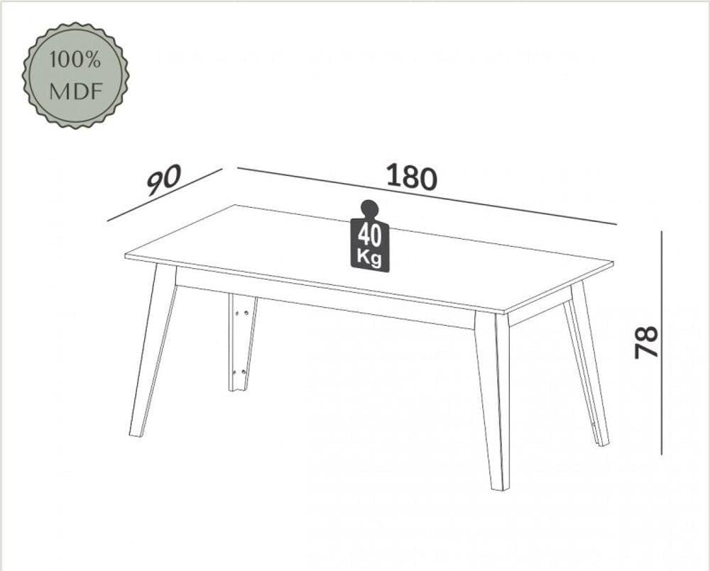 Mesa de Comedor Hasta 6 Lugares 180X90CM Linea Lisboa 100% MDF