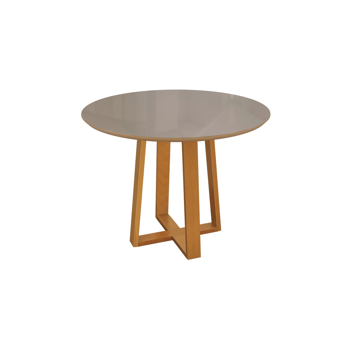 Mesa Elma Redonda 120cm - Madera Maciza y Vidrio Sobrepuesto