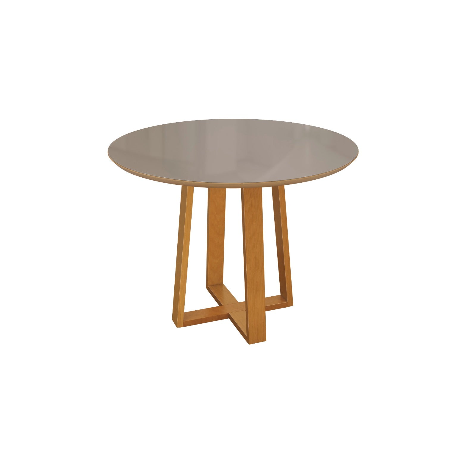 Mesa Elma Redonda 120cm - Madera Maciza y Vidrio Sobrepuesto