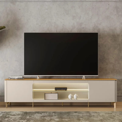 Rack para tv Santorini 240cm curvo con Led - Patas en metal